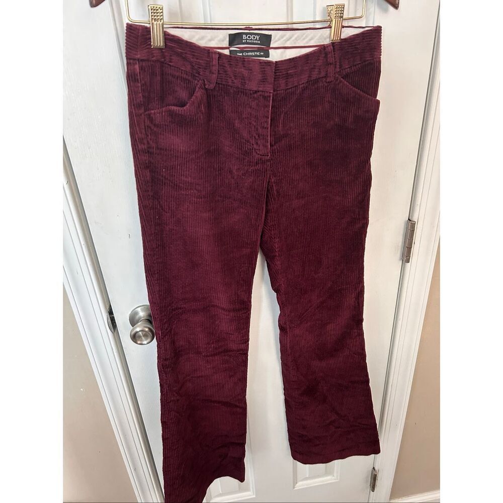Body by Victoria Women's Pocket Microcord Corduroy Pants Maroon SZ 4 vintage Y2K